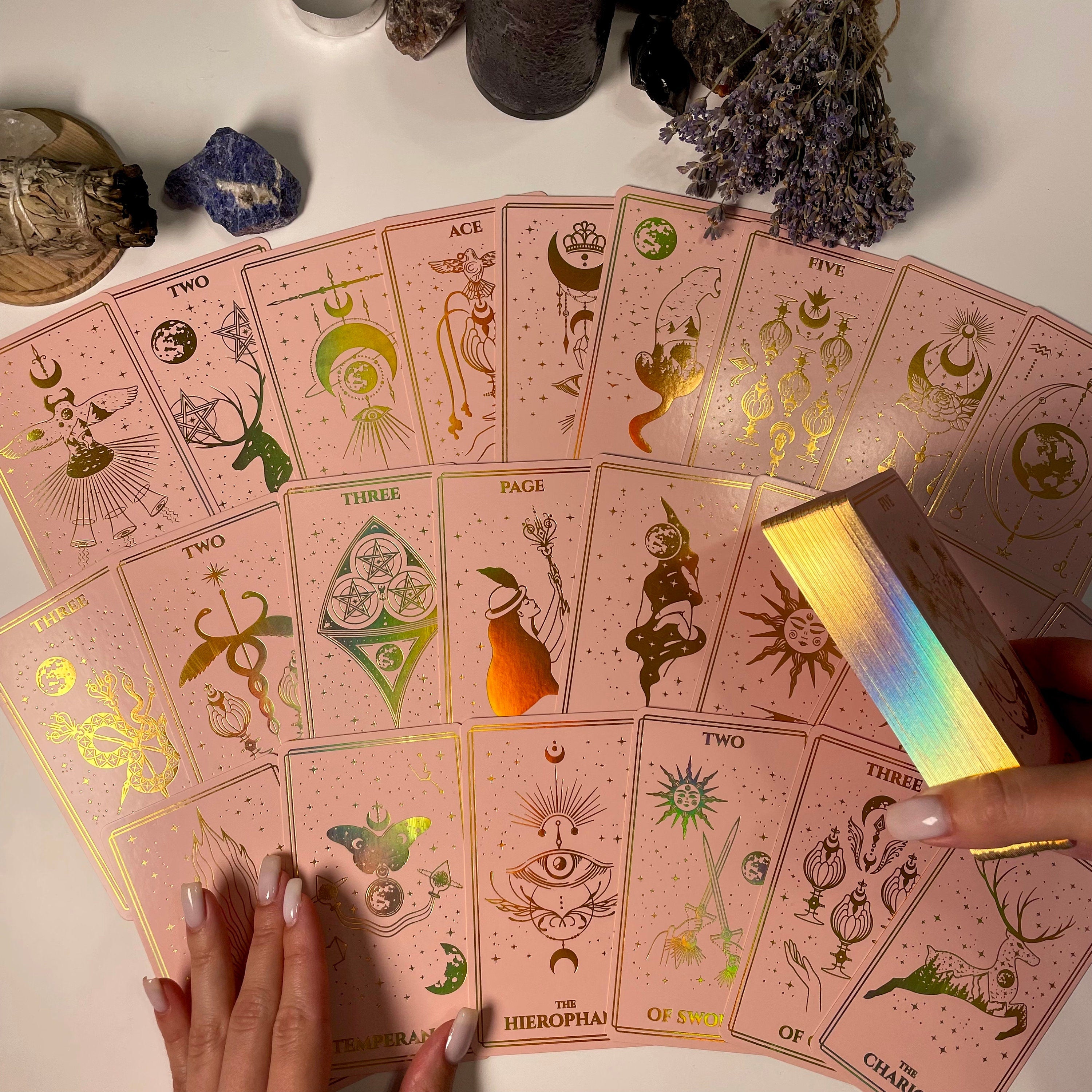 Pink Foiled Tarot Cards