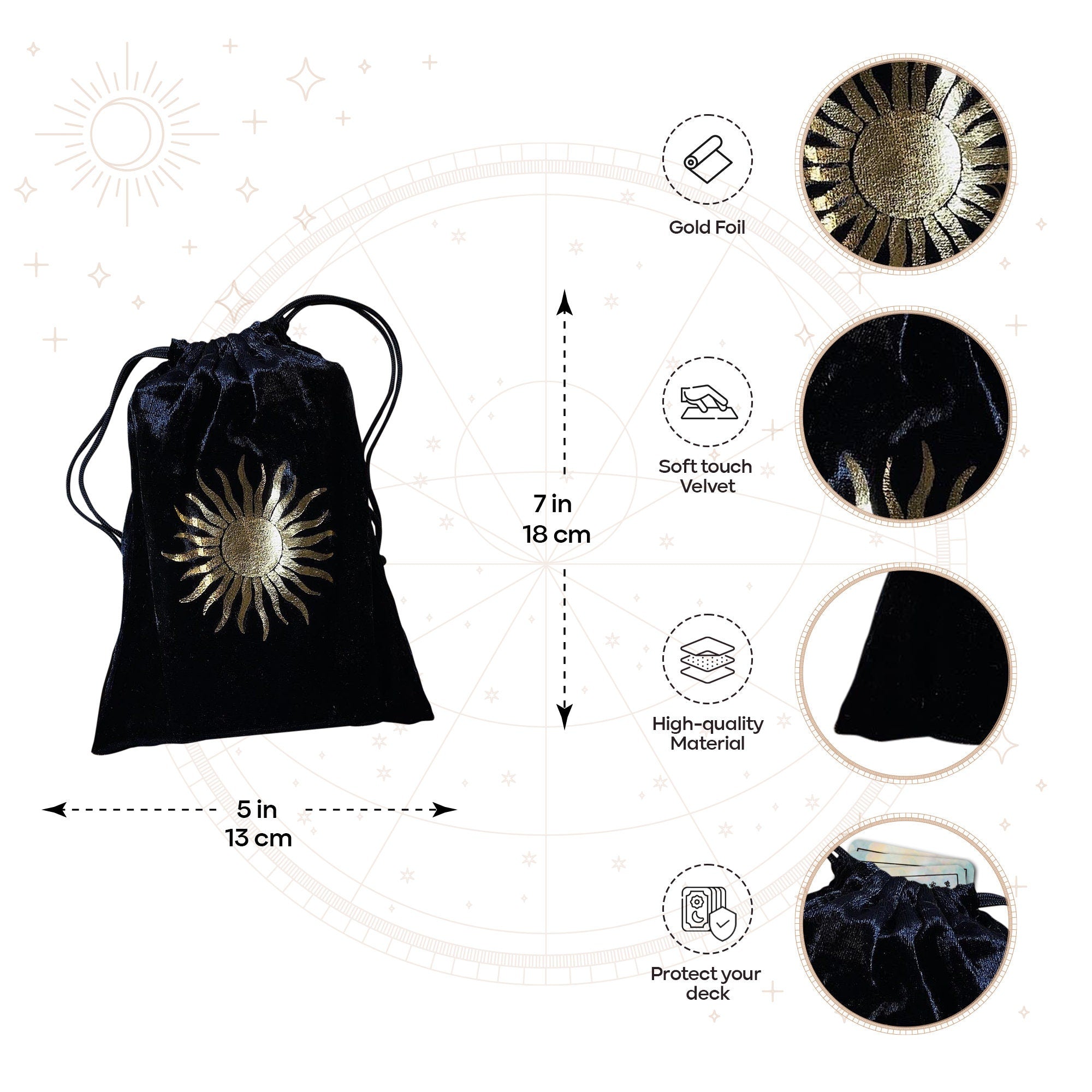 Black Tarot Cloth and Bag Set