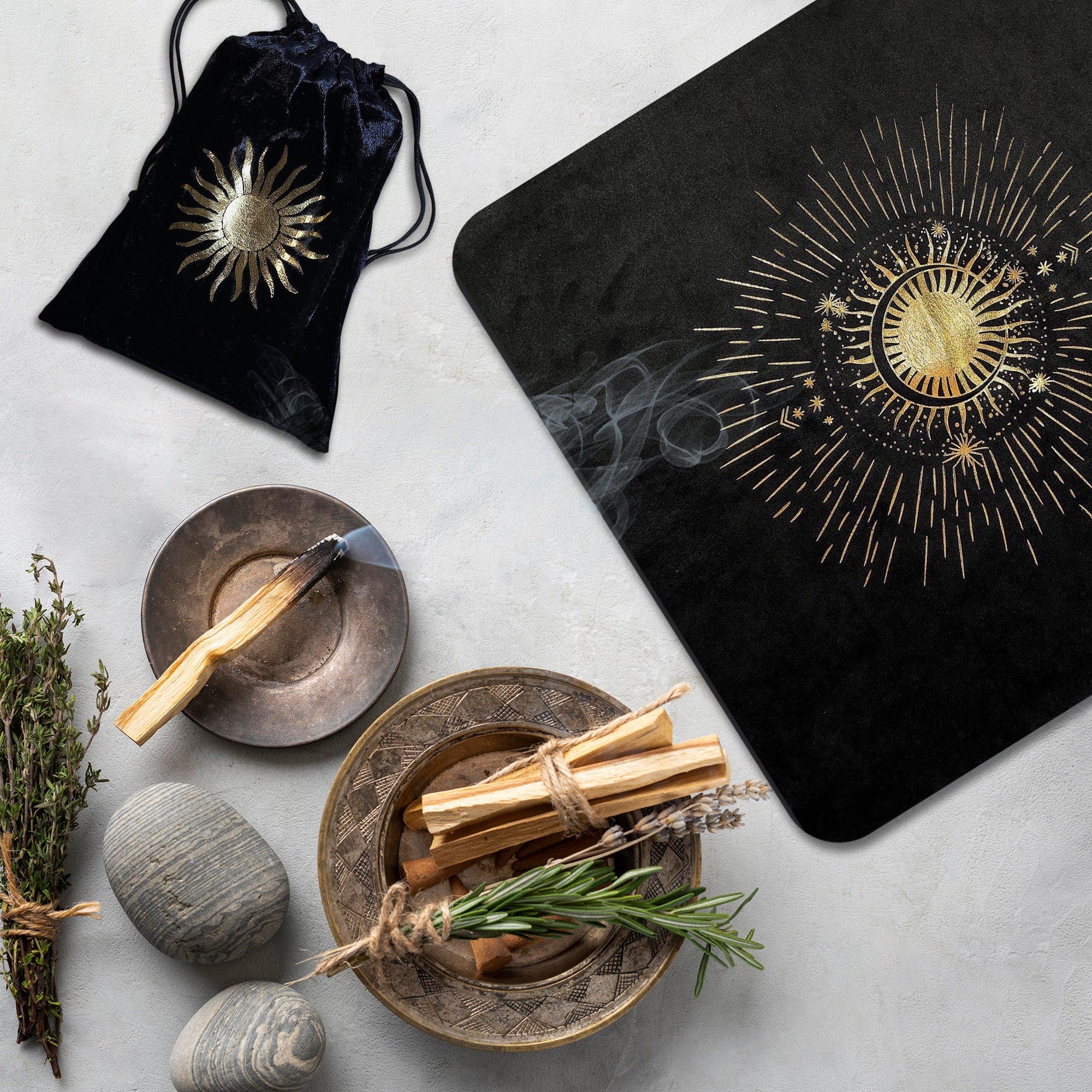 Black Tarot Cloth and Bag Set