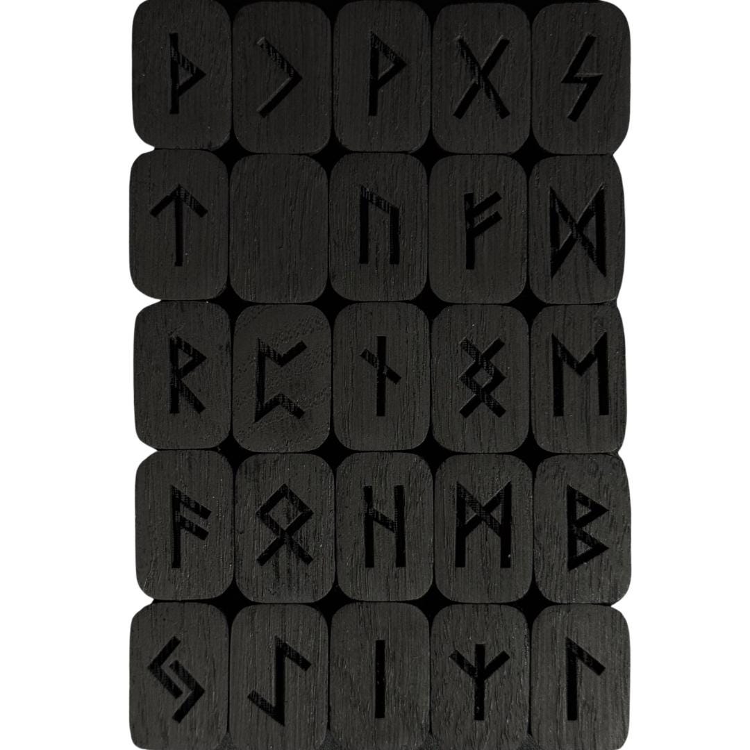 Black Wooden Rune Set