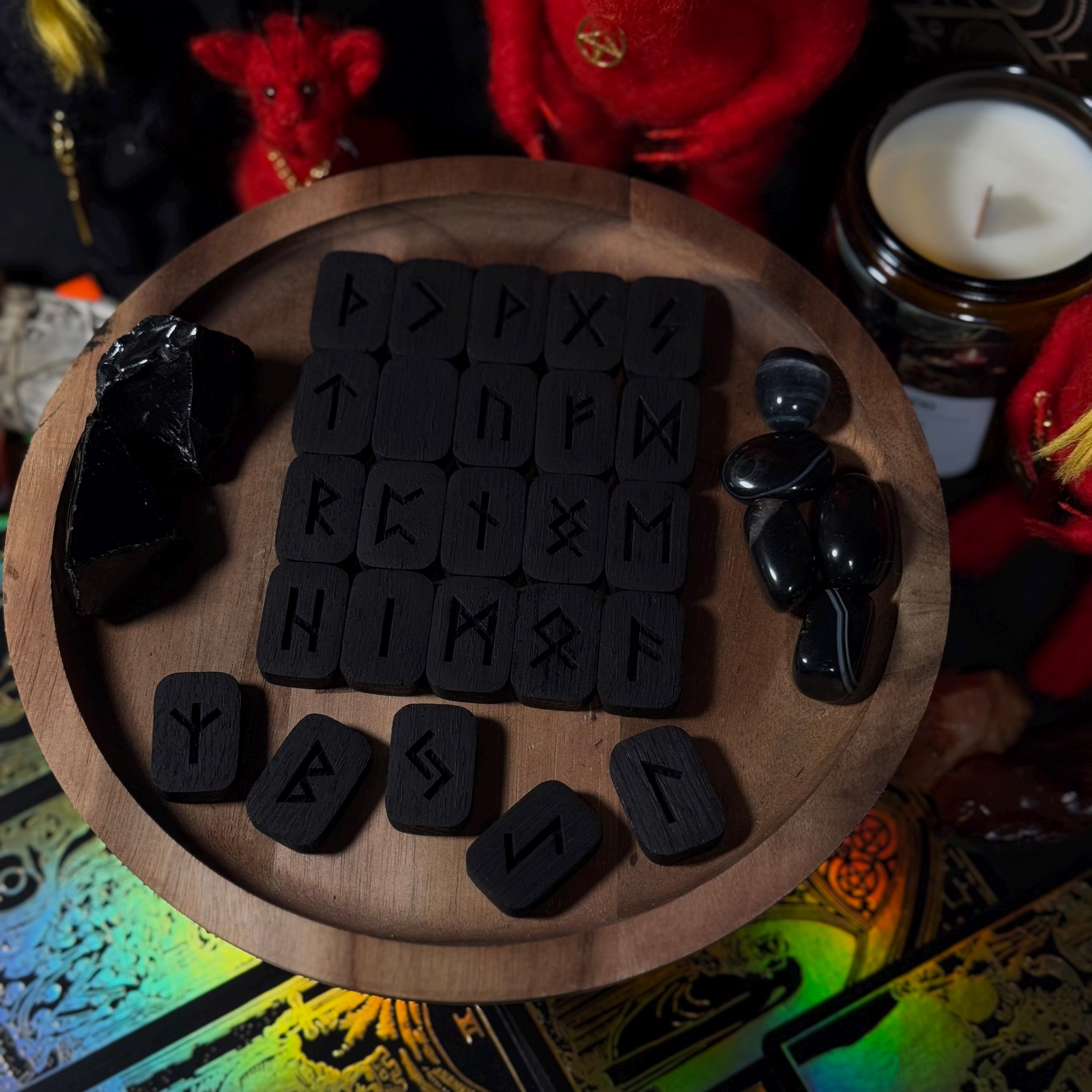 Black Wooden Rune Set