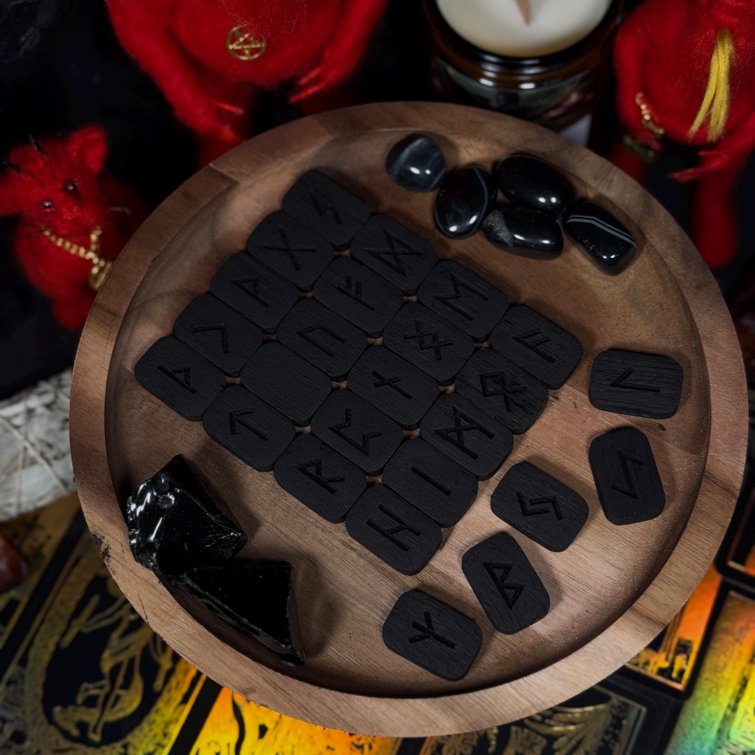 Black Wooden Rune Set