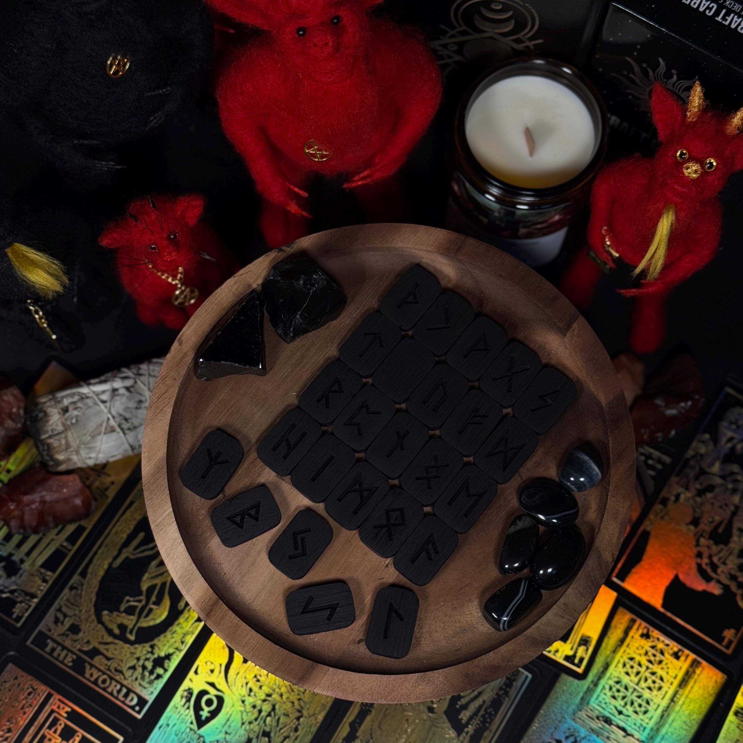 Black Wooden Rune Set