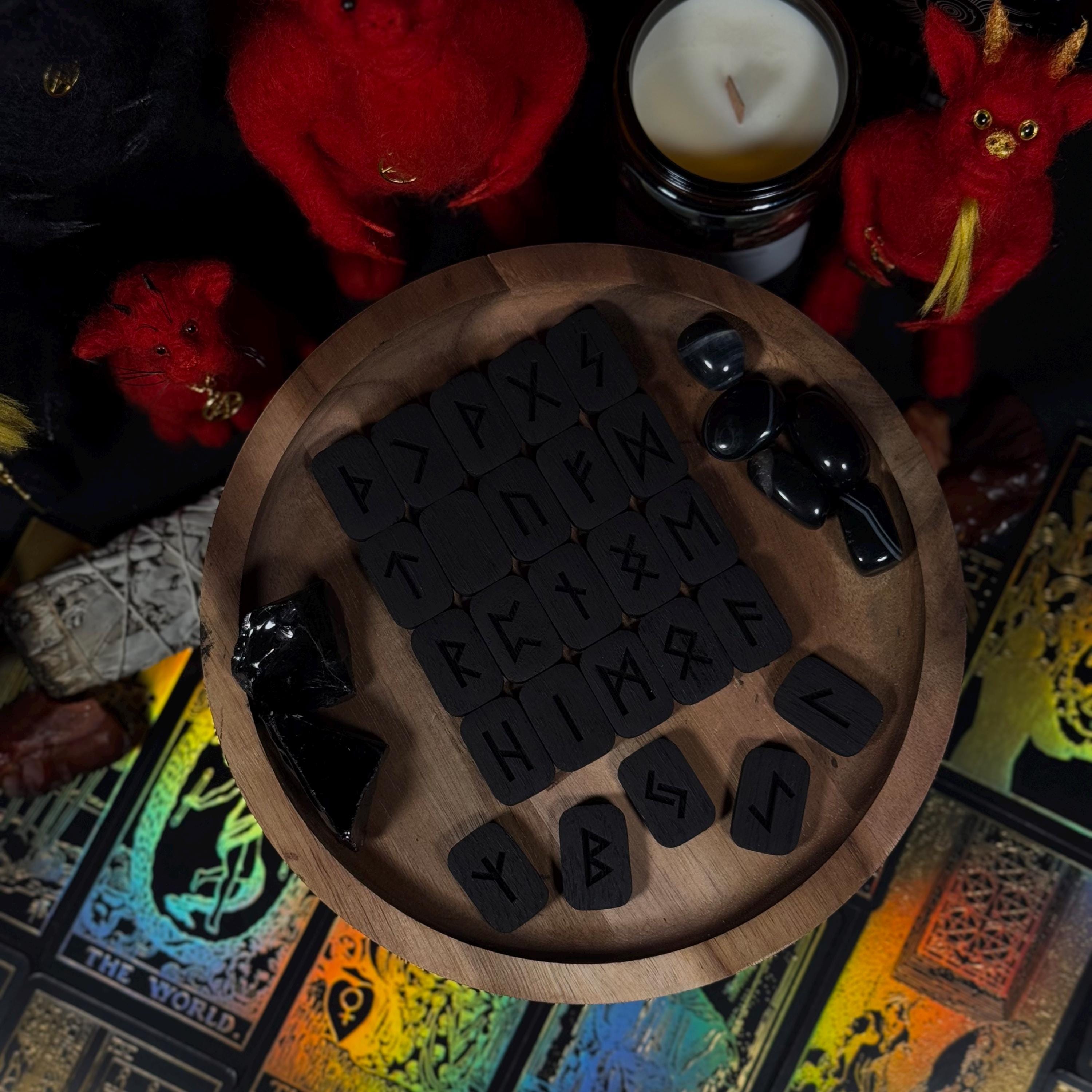 Black Wooden Rune Set