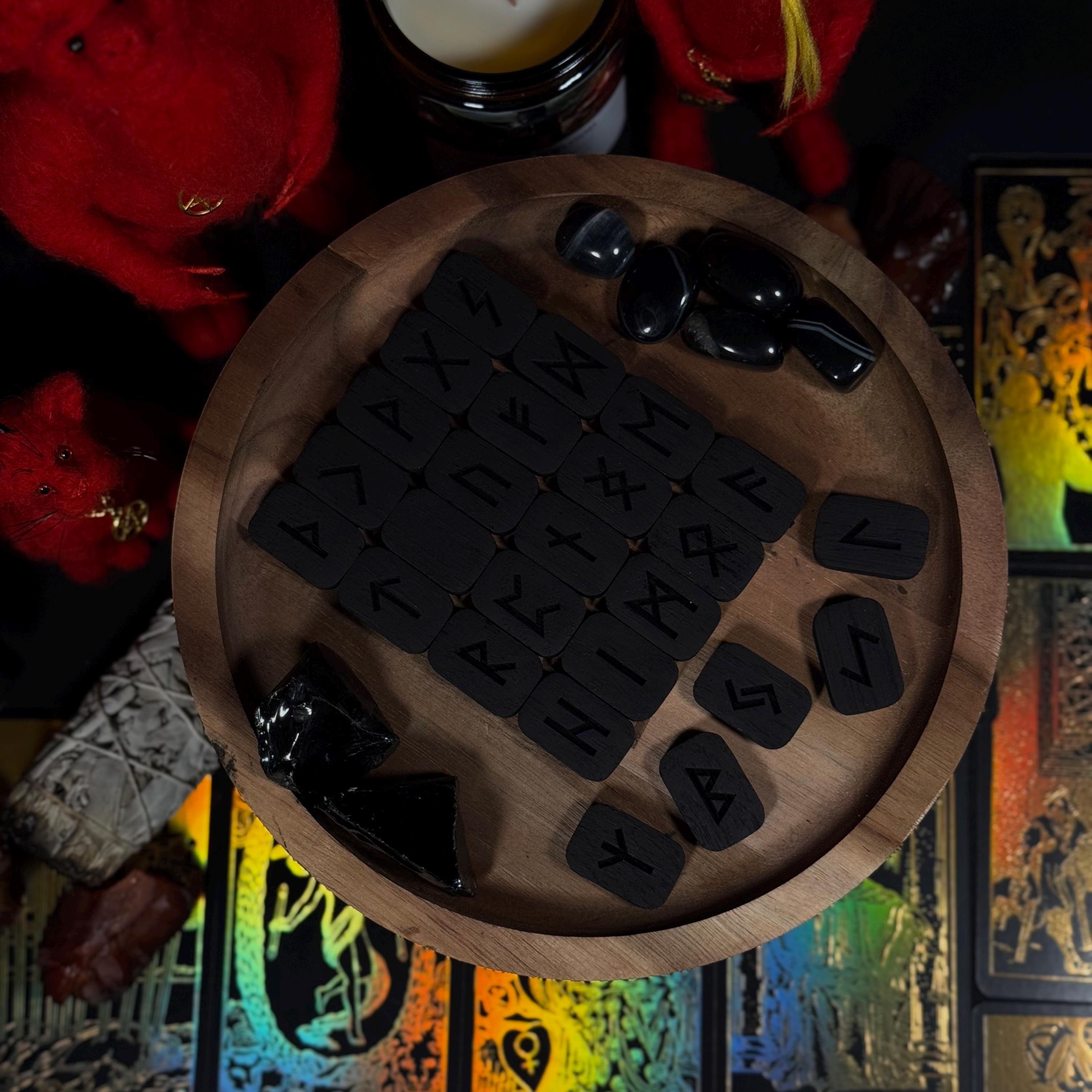 Black Wooden Rune Set